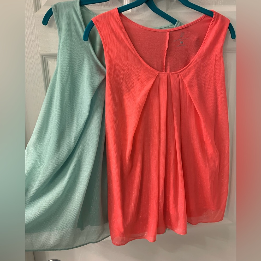 New York and Company Tank Camisole Set Coral Mint Shimmer Sparkle Size XL